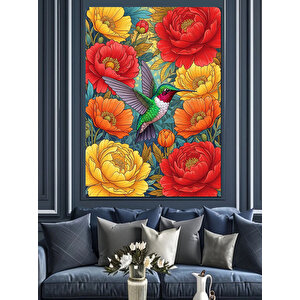 Canlı Renkli Çiçekler Buketi Dekoratif Kanvas - Mdf Ahşap Tablo 25x35 cm
