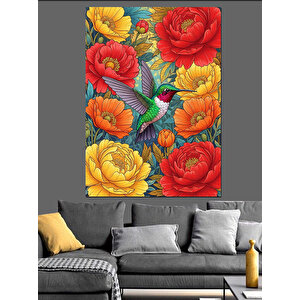 Canlı Renkli Çiçekler Buketi Dekoratif Kanvas - Mdf Ahşap Tablo 25x35 cm