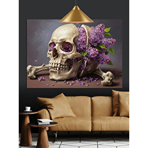Kurukafa Çiçekler Pembe Mor Dekoratif Kanvas - Mdf Ahşap Tablo 100x140 cm