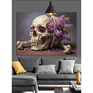 Kurukafa Çiçekler Pembe Mor Dekoratif Kanvas - Mdf Ahşap Tablo 100x140 cm