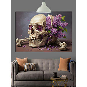 Kurukafa Çiçekler Pembe Mor Dekoratif Kanvas - Mdf Ahşap Tablo 100x140 cm