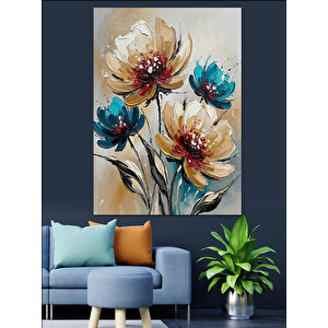 Çiçekler Buket Suluboya Renkler Dekoratif Kanvas - Mdf Ahşap Tablo 50x70 cm