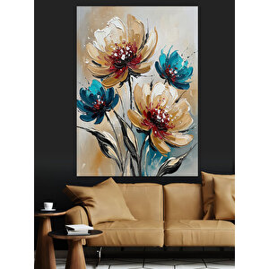 Çiçekler Buket Suluboya Renkler Dekoratif Kanvas - Mdf Ahşap Tablo 50x70 cm
