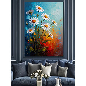 Bahar Çiçekleri Papatya Tarlası Dekoratif Kanvas - Mdf Ahşap Tablo 50x70 cm