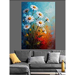 Bahar Çiçekleri Papatya Tarlası Dekoratif Kanvas - Mdf Ahşap Tablo 50x70 cm
