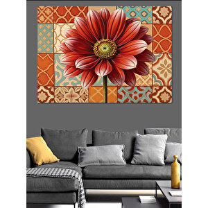 Kırmızı Çiçek Desenli Duvar Kağıdı Fon  Dekoratif Kanvas - Mdf Ahşap Tablo 100x140 cm