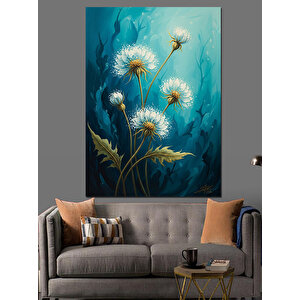 Çiçekler Uçuşan Kelebek İllüstrasyonu Dekoratif Kanvas - Mdf Ahşap Tablo 100x140 cm