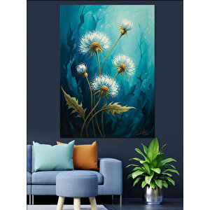 Çiçekler Uçuşan Kelebek İllüstrasyonu Dekoratif Kanvas - Mdf Ahşap Tablo 100x140 cm