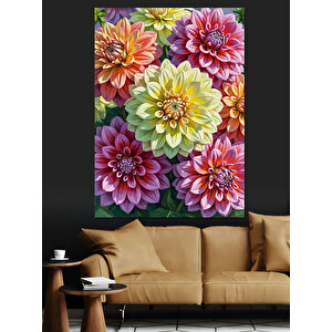 Renkli Bahar Çiçekleri Demeti Dekoratif Kanvas - Mdf Ahşap Tablo 100x140 cm