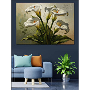 Vazoda Beyaz Lilyum Çiçekleri Tablosu Dekoratif Kanvas - Mdf Ahşap Tablo 70x100 cm