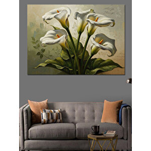 Vazoda Beyaz Lilyum Çiçekleri Tablosu Dekoratif Kanvas - Mdf Ahşap Tablo 70x100 cm