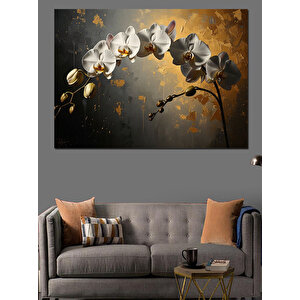 Karanlıkta Parlayan Beyaz Orkide Çiçekleri Dekoratif Kanvas - Mdf Ahşap Tablo 70x100 cm