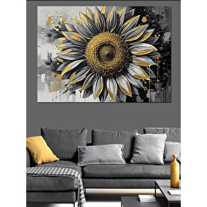 Çiçekli Büyük Parlak Ayçiçeği Portresi Dekoratif Kanvas - Mdf Ahşap Tablo 50x70 cm