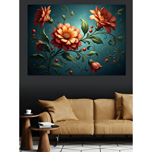 Çiçekler Arasında Kırmızı Gül Buketi Dekoratif Kanvas - Mdf Ahşap Tablo 50x70 cm