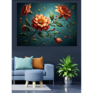Çiçekler Arasında Kırmızı Gül Buketi Dekoratif Kanvas - Mdf Ahşap Tablo 50x70 cm