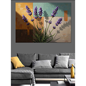 Vazoda Mor Lavanta Çiçekleri Tablosu Dekoratif Kanvas - Mdf Ahşap Tablo 70x100 cm
