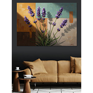 Vazoda Mor Lavanta Çiçekleri Tablosu Dekoratif Kanvas - Mdf Ahşap Tablo 70x100 cm