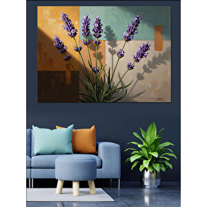 Vazoda Mor Lavanta Çiçekleri Tablosu Dekoratif Kanvas - Mdf Ahşap Tablo 70x100 cm