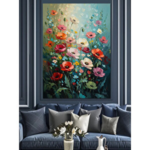 Renkli Bahar Çiçekleri Ve Bahçe Dekoratif Kanvas - Mdf Ahşap Tablo 100x140 cm