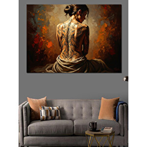 Sırtında Çiçekler Açan Kadın Figürü Dekoratif Kanvas - Mdf Ahşap Tablo 70x100 cm