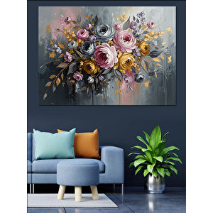 Karışık Bahar Çiçekleri Tablosu Dekoratif Kanvas - Mdf Ahşap Tablo 100x140 cm