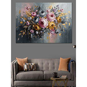 Karışık Bahar Çiçekleri Tablosu Dekoratif Kanvas - Mdf Ahşap Tablo 100x140 cm