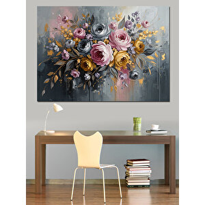 Karışık Bahar Çiçekleri Tablosu Dekoratif Kanvas - Mdf Ahşap Tablo 100x140 cm