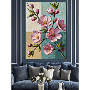 Bahar Dalında Pembe Çiçekler Dekoratif Kanvas - Mdf Ahşap Tablo 50x70 cm