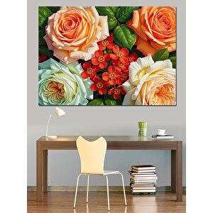 Renkli Çiçekler Ve Kelebekler Tablosu Dekoratif Kanvas - Mdf Ahşap Tablo 70x100 cm
