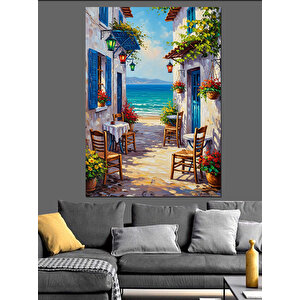 Çiçekli Bahçe Kapısı Ve Manzara Dekoratif Kanvas - Mdf Ahşap Tablo 100x140 cm