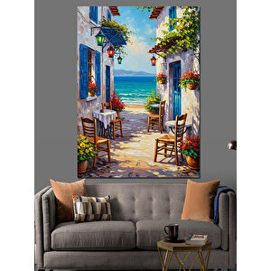 Çiçekli Bahçe Kapısı Ve Manzara Dekoratif Kanvas - Mdf Ahşap Tablo 100x140 cm