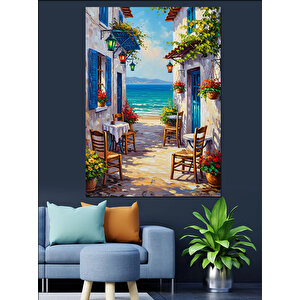 Çiçekli Bahçe Kapısı Ve Manzara Dekoratif Kanvas - Mdf Ahşap Tablo 100x140 cm