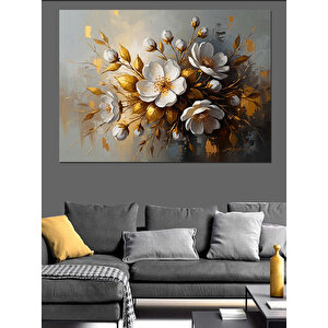 Parlayan Beyaz Bahar Çiçekleri Dekoratif Kanvas - Mdf Ahşap Tablo 70x100 cm