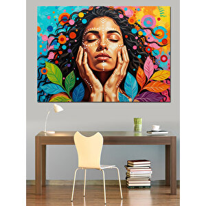 Çiçekler İçinde Huzurla Uyuyan Kadın Dekoratif Kanvas - Mdf Ahşap Tablo 50x70 cm
