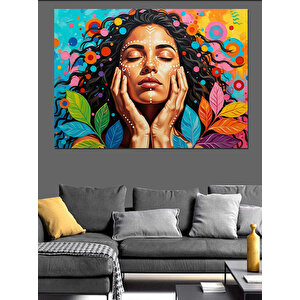 Çiçekler İçinde Huzurla Uyuyan Kadın Dekoratif Kanvas - Mdf Ahşap Tablo 50x70 cm
