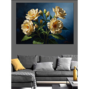 Vazo İçinde Beyaz Şakayık Çiçekleri Dekoratif Kanvas - Mdf Ahşap Tablo 100x140 cm