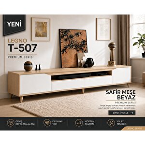 Legno Premium 180cm Modern Tv Ünitesi Safir Meşe-beyaz