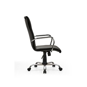 Eko Müdür Bilgisayar - Ofis - Müdür - Büro - Çalışma Koltuğu Siyah Renk Krom Ayaklı
