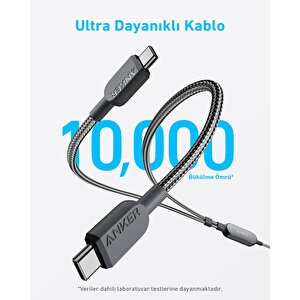 Anker 2’si 1 Arada Usb-c'den Usb-c’ye Örgülü Kablo (1.2m, 140w) - A8895