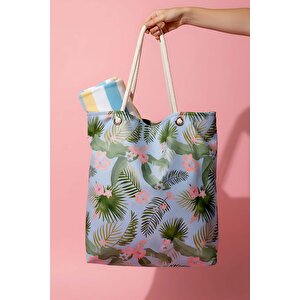 Mavi Tropical  Plaj Çantası