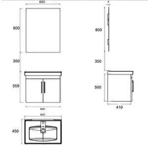 D20 Banyo Dolabı Seti Çekmeceli 65 Cm