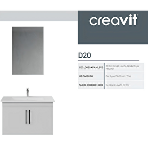 D20 Banyo Dolabı Seti Çekmeceli 80 Cm