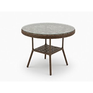 Venedik Kahverengi 4 Kişilik(1-1-1-1-masa) Rattan Örgü Bahçe & Balkon & Teras Masa Sandalye Takımı Kahveregi