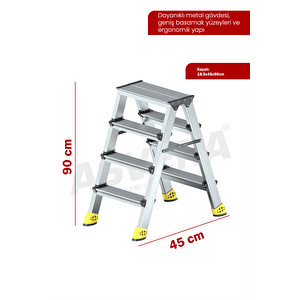 Alümi̇nyum 4+4 Çi̇ft Çikişli Merdi̇ven