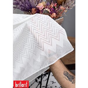 Keten Dokulu Etek Zikzak İşlemeli Yumuşak Ütü İstemez Kırışmaz Tül Perde 400x250 cm
