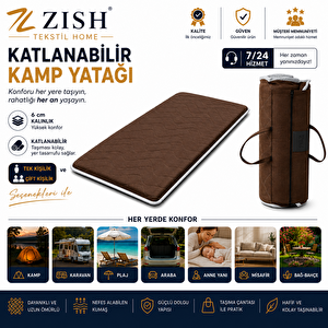 Kahverengi Taşınabilir Katlanır Yatak Karavan Kamp Yatağı Otel Misafir Anne Yanı Yer Yatağı 5cm 80x180 cm