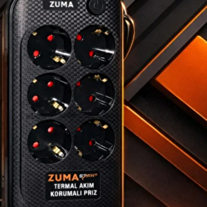 Zuma Termal Akım Korumalı 6 Soket 2 Metre Priz Açma Kapama Tuşlu Çocuk Korumalı Siyah
