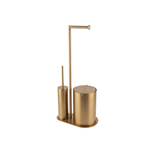 System Bathroom Accessories Banyo 3'lü Hareketli Wc Set Altın Saten 71x33x21 Cm