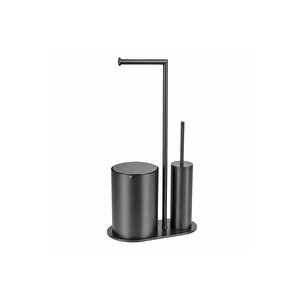 System Bathroom Accessories Banyo 3'lü Hareketli Wc Set Füme 71x33x21 Cm