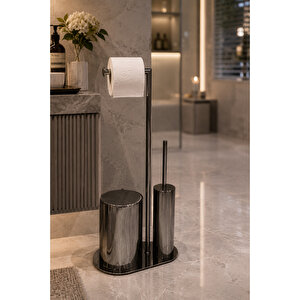 System Bathroom Accessories Banyo 3'lü Hareketli Wc Set Füme 71x33x21 Cm